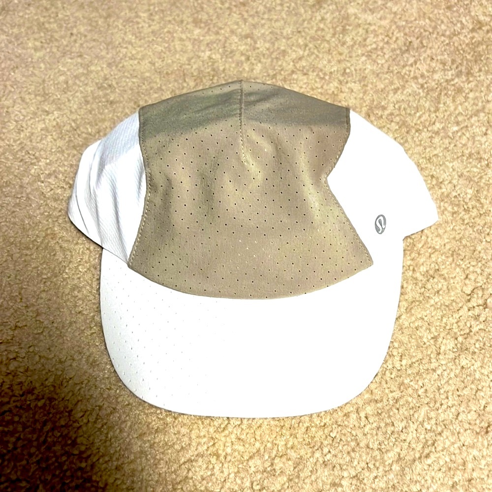 Lululemon white/beige perforated running and training hat